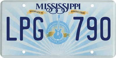 MS license plate LPG790