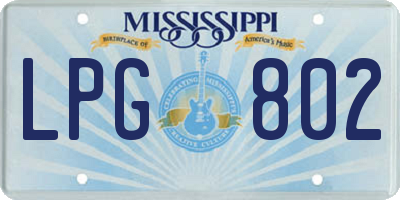 MS license plate LPG802