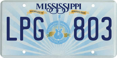 MS license plate LPG803