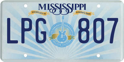 MS license plate LPG807
