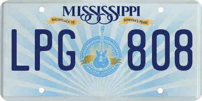 MS license plate LPG808