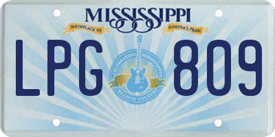 MS license plate LPG809