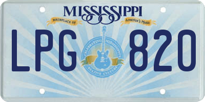 MS license plate LPG820