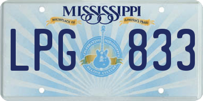 MS license plate LPG833