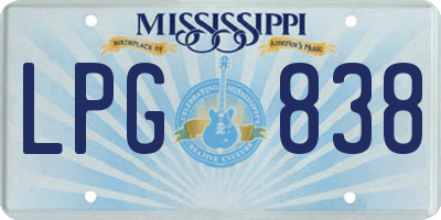 MS license plate LPG838
