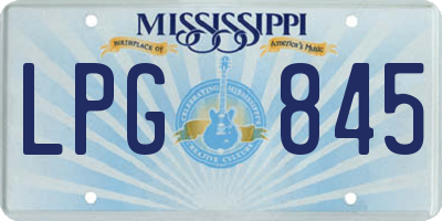 MS license plate LPG845