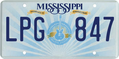 MS license plate LPG847