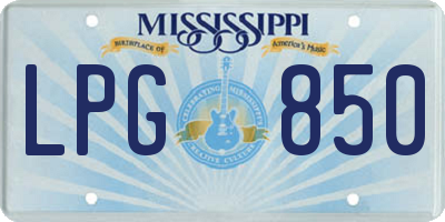 MS license plate LPG850