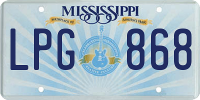 MS license plate LPG868