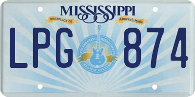 MS license plate LPG874