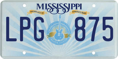 MS license plate LPG875
