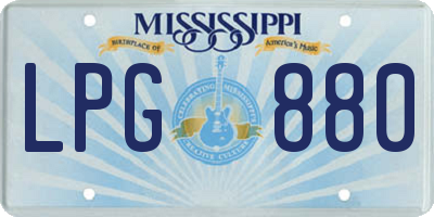 MS license plate LPG880