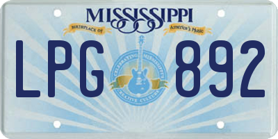 MS license plate LPG892
