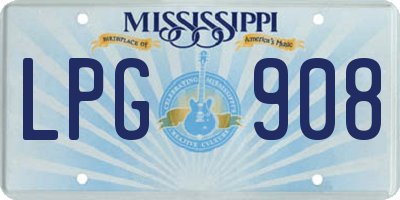 MS license plate LPG908