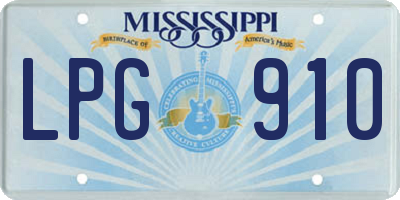 MS license plate LPG910
