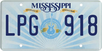MS license plate LPG918