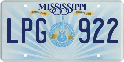 MS license plate LPG922