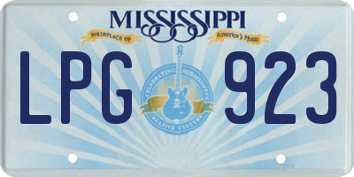 MS license plate LPG923