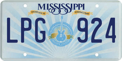 MS license plate LPG924