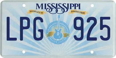 MS license plate LPG925