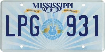 MS license plate LPG931