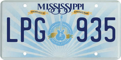 MS license plate LPG935