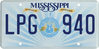 MS license plate LPG940