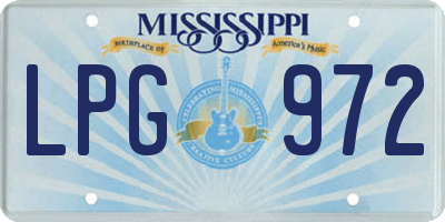 MS license plate LPG972