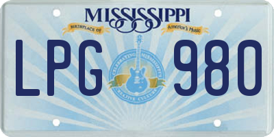 MS license plate LPG980