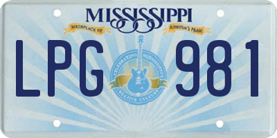 MS license plate LPG981