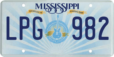 MS license plate LPG982