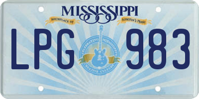 MS license plate LPG983