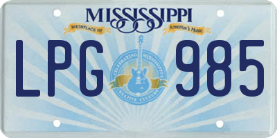MS license plate LPG985