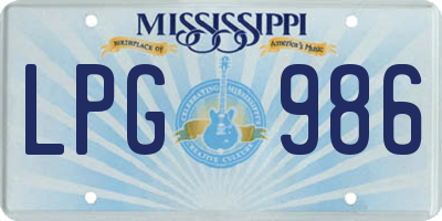 MS license plate LPG986