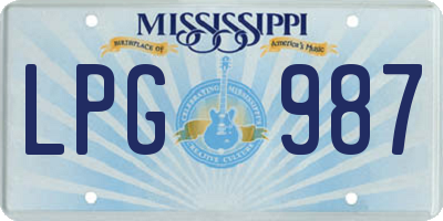 MS license plate LPG987