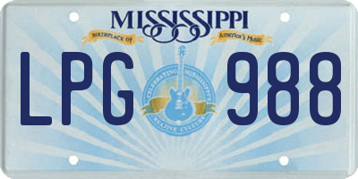 MS license plate LPG988