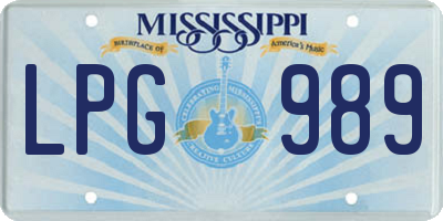 MS license plate LPG989