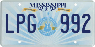 MS license plate LPG992