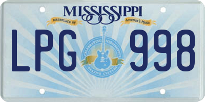 MS license plate LPG998