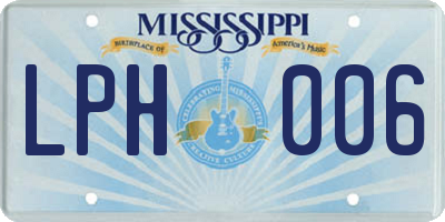 MS license plate LPH006