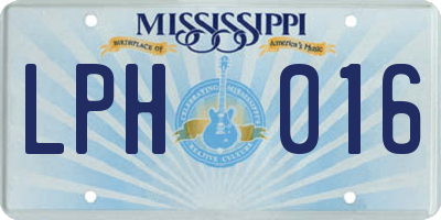 MS license plate LPH016