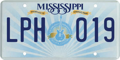 MS license plate LPH019