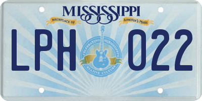 MS license plate LPH022