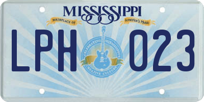 MS license plate LPH023