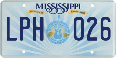 MS license plate LPH026