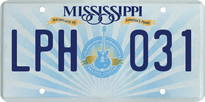 MS license plate LPH031