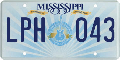 MS license plate LPH043