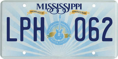 MS license plate LPH062