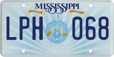 MS license plate LPH068