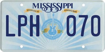 MS license plate LPH070